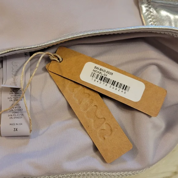 Skims Swim Metallic Bandeau bikini top - Nickel